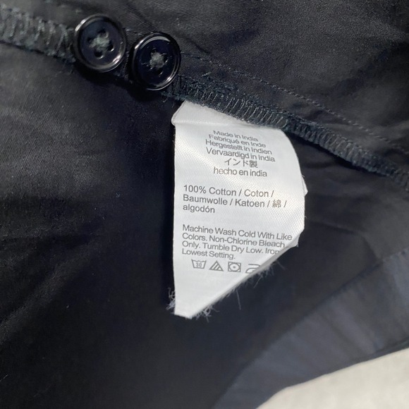 Madewell Dress 8 Black Seamed Long Sleeve Mini Poplin Shirtdress Pockets NV025 - Picture 11 of 13